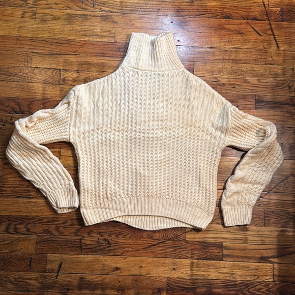NAADAM Women's Cashmino Cable Quarter Zip‎ Comfy Popover Sweater Cream  Size XS - Picture 11 of 12